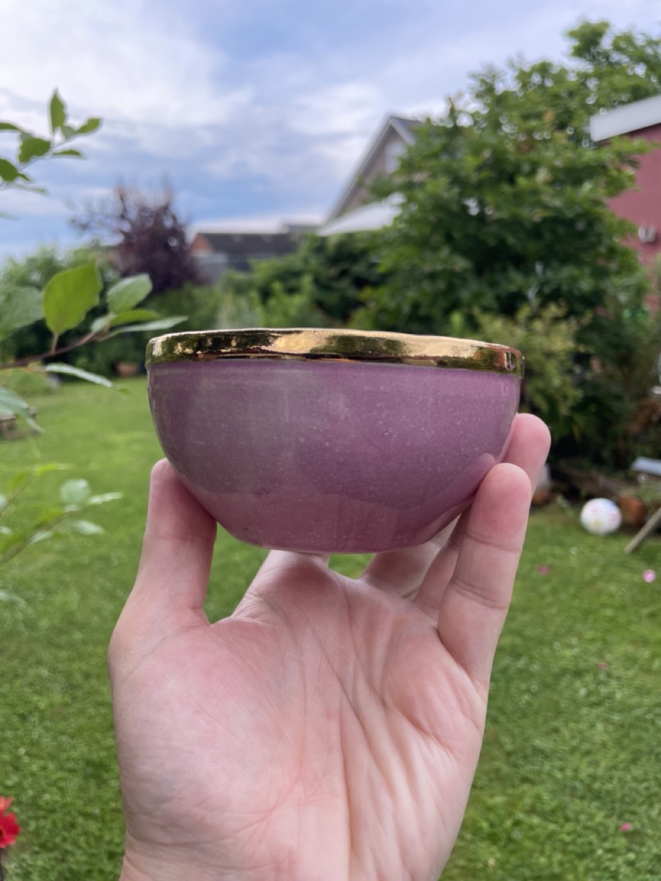 Kleine rosa Schale + Gold