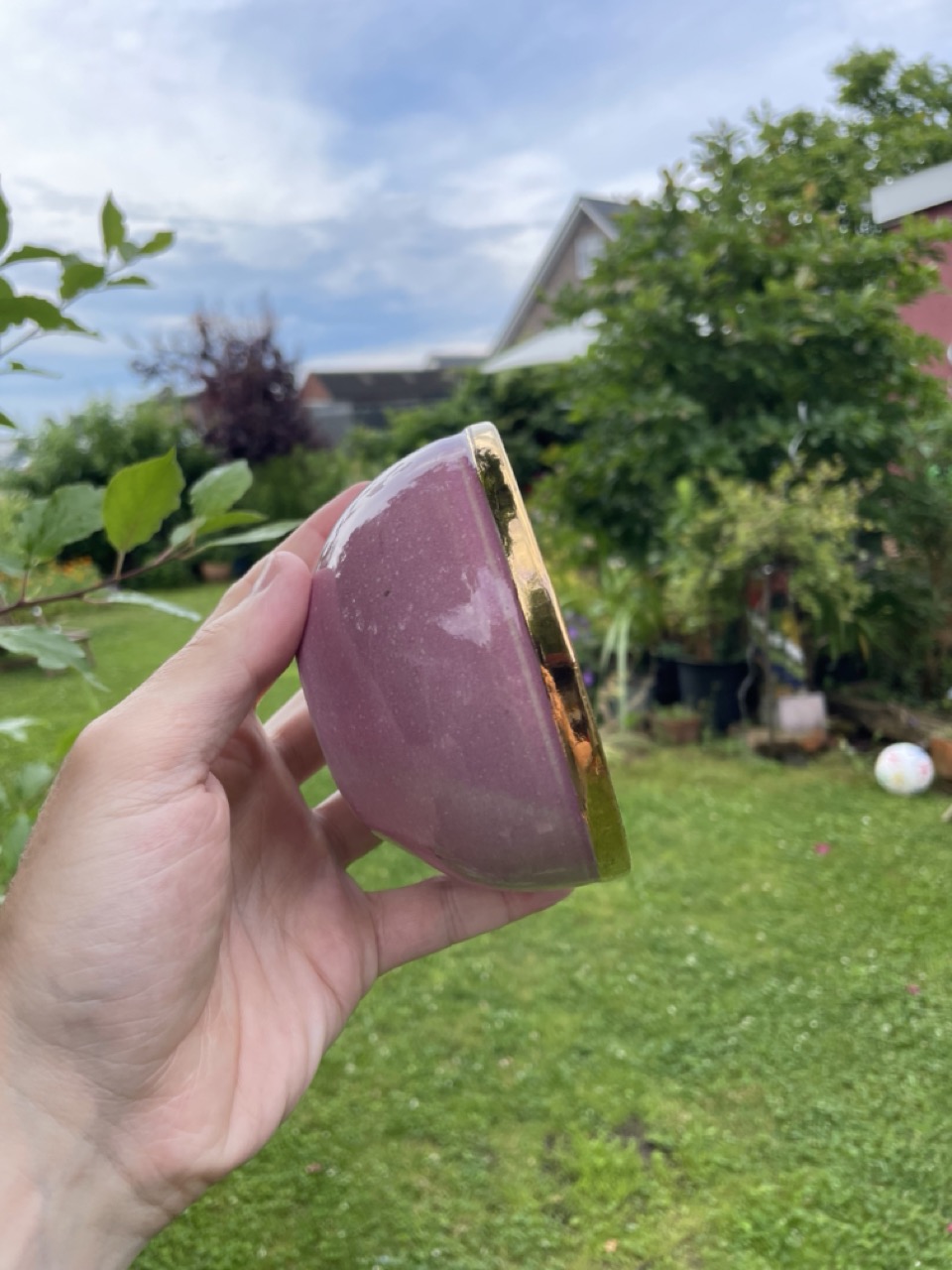 Kleine rosa Schale + Gold